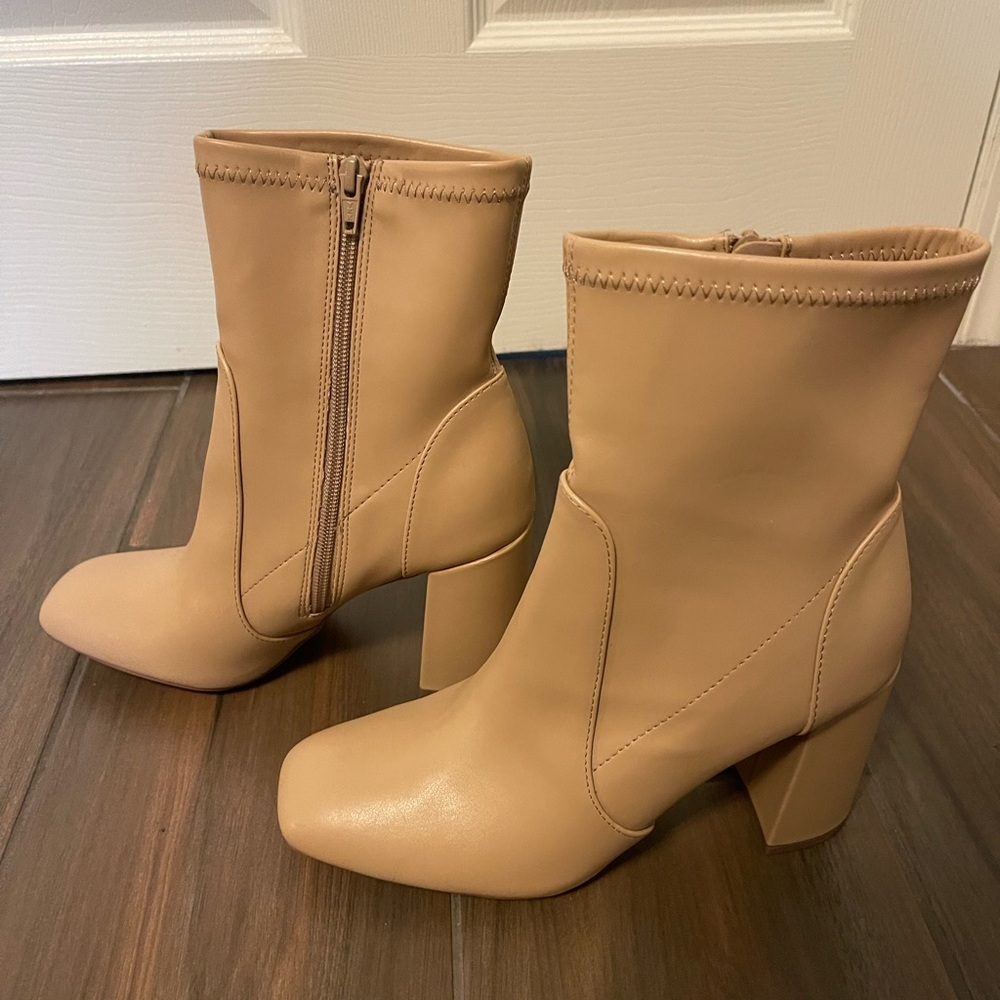 Perfect condition Tan Booties. 3 inch heel. Size 9. Never worn